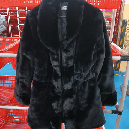 Women's Faux Fur Coat with Statement Collar and Cuffs