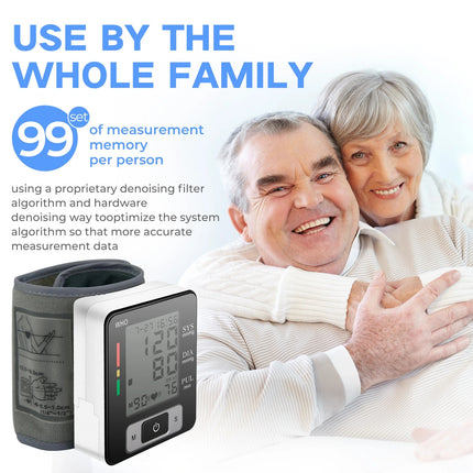 Peekaboo Studio Wrist Blood Pressure Monitor, Adjustable Cuff, 90 Read