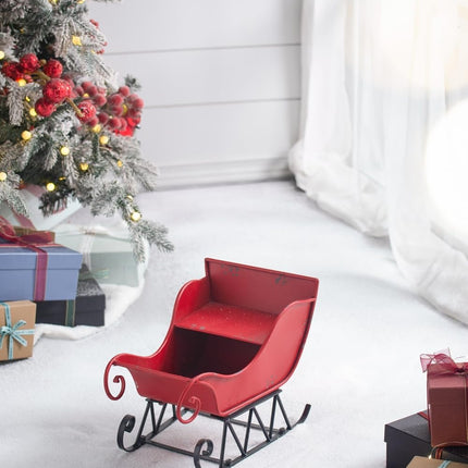 Room & Decor Distressed Iron Christmas Sleigh Decoration, 14.5"H