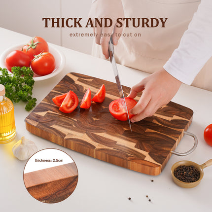 Large Geometric Grid Acacia Mangium Cutting Board for Kitchen