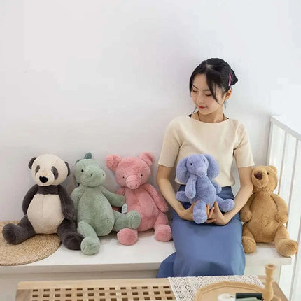 Adorable Plush Fluffy Animal Cuddly Dolls - Elephants, Teddy Bears, Pandas, and Dinosaurs for Kids