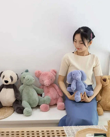 Adorable Plush Fluffy Animal Cuddly Dolls - Elephants, Teddy Bears, Pandas, and Dinosaurs for Kids
