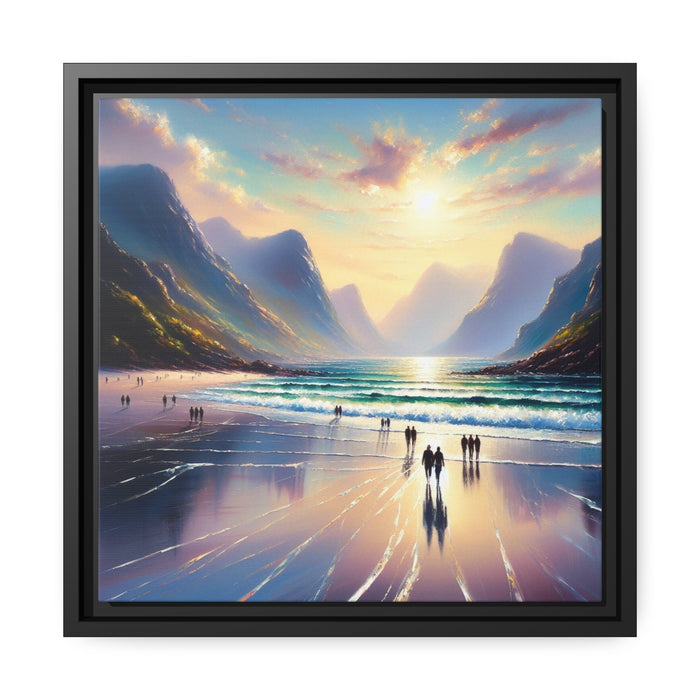 Serene Seaside - Romantic Matte Canvas Pine Frame