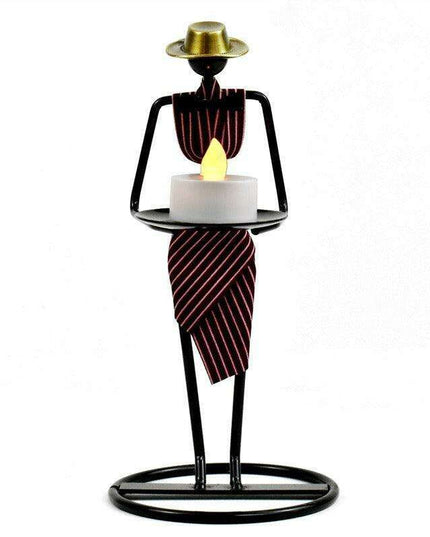 Artistic Vintage Iron Tealight Holders Featuring Elegant Women Figures