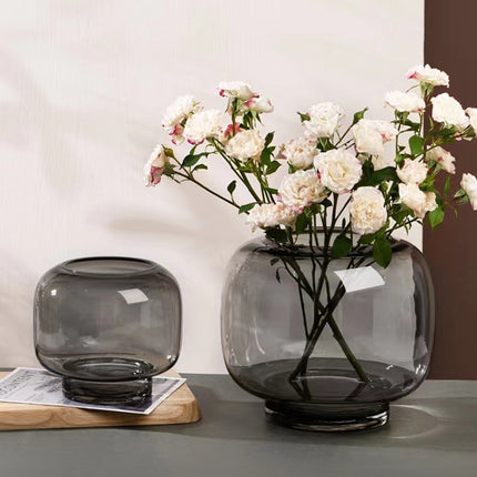 Modern Minimalist Solid Color Glass Vase Amber Smoke Gray Large Small