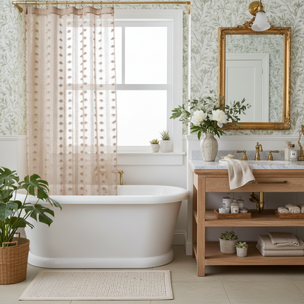 Bohemian Tufted Floral Curtain | 5 Colours, 12 Widths, 132cm Drop