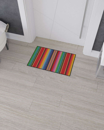 Elegant Vintage Luxe Ethnic Floor Mat with Chic Black Trim