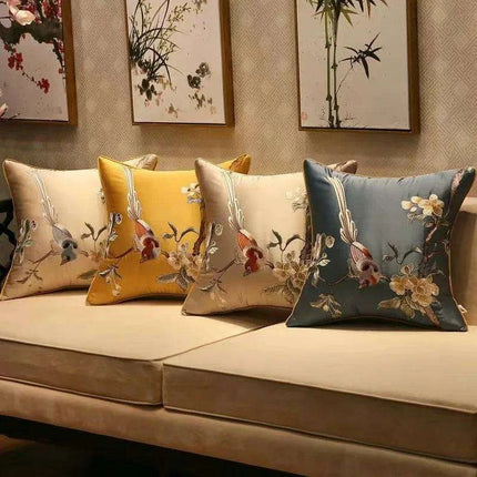 45x45/50x35cm Chinese Traditional Embroidered Bird Cushion Cover - Très Elite