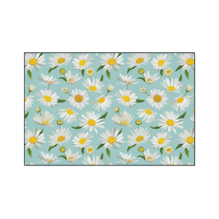 Chic Geometric Chamomile Area Rug with Elegant Black Edging and Anti-Slip Base