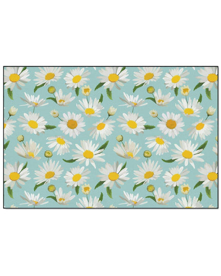 Chic Geometric Chamomile Area Rug with Elegant Black Edging and Anti-Slip Base