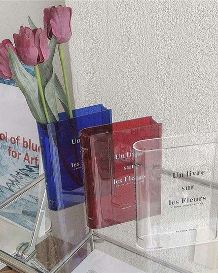 Elegantly Crafted Clear Acrylic Book Vase for Stylish Home Decor