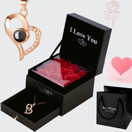 Heart Shaped Sterling Silver Necklace Earring Combination Suit