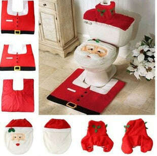 Christmas Style Printed Bathroom Toilet Set