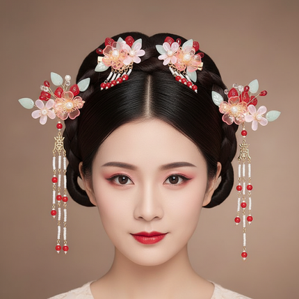 Peekaboo Studio Women's Flower Tassel Hairpin Set - Elegant Accessorie
