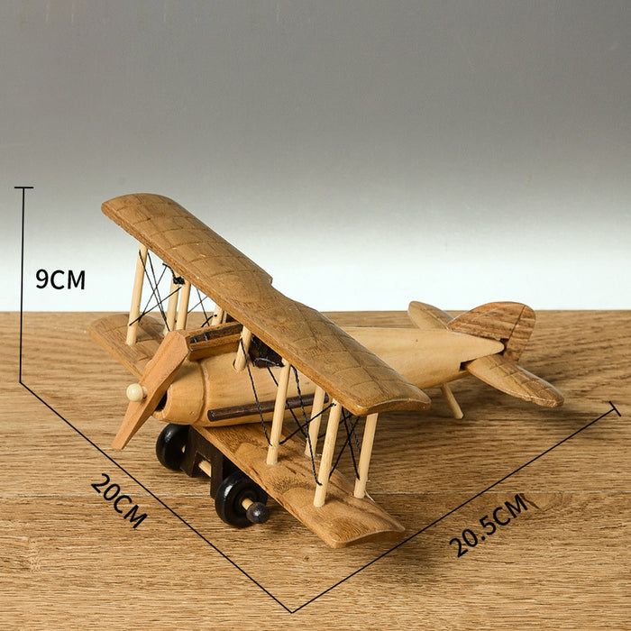 Vintage Handcrafted Wooden Aircraft Decoration for Home and Tabletop Model Display
