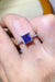 Stunning Lab Grown Sapphire & Blue Diamond Sterling Silver Ring Set - Modern Square Design