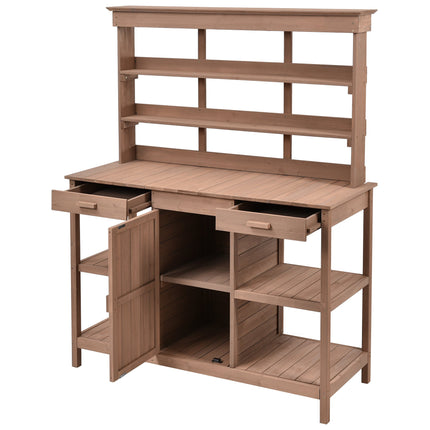 Room & Decor 66" Outdoor Farmhouse Wooden Potting Bench with Drawers &