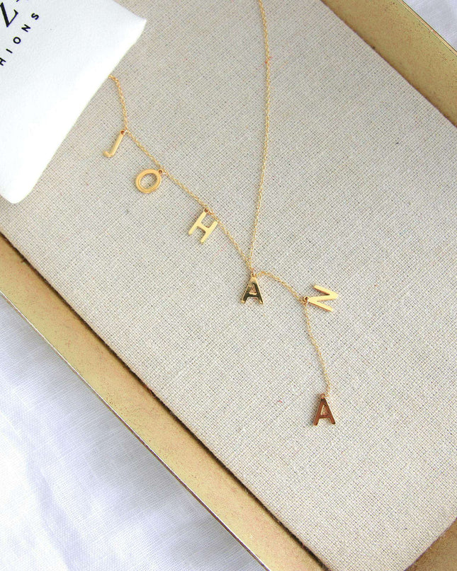 Personalized Lariat Name Necklace - Dainty Bubble Letters Jewelry for Women