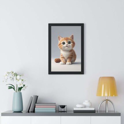 Sustainable Chic Cat Art Framed Print for Eco-Friendly Home Decor