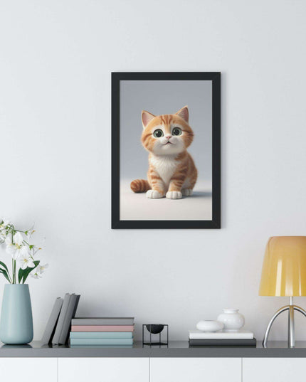 Sustainable Chic Cat Art Framed Print for Eco-Friendly Home Decor
