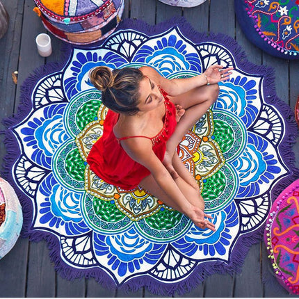 Peekaboo Studio Polygon Printing Tassel Round Bath Towel & Yoga Mat