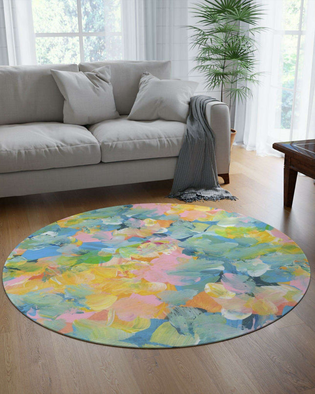 Artistic Vibrance Round Chenille Rug - 60x60 Inches by Maison d'Elite