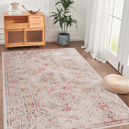 Naar 9X12 Washable Non-Slip Area Rug, Kid & Pet Friendly, Beige