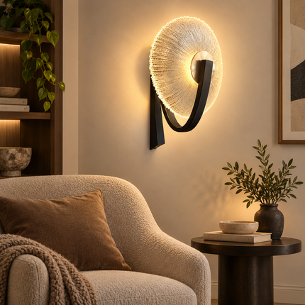 Gold & Black LED Wall Sconce with Clear Glass Shade - 3000K Warm Light