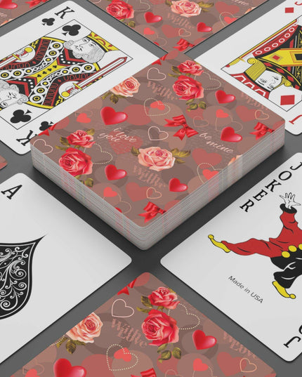 Valentine Red Heart Peekaboo Playing Cards - Enhance Your Game Nights