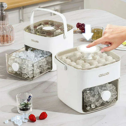48-Cube Dual-Layer Ice Tray with Lid and Clips - Food-Grade Mold for Cocktails, Whiskey, and Desserts - Très Elite