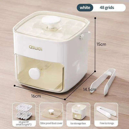 48-Cube Dual-Layer Ice Tray with Lid and Clips - Food-Grade Mold for Cocktails, Whiskey, and Desserts - Très Elite