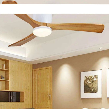 48-Inch Modern White Wood Ceiling Fan with Integrated LED Light and Remote Control - Très Elite