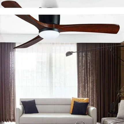 48-Inch Modern White Wood Ceiling Fan with Integrated LED Light and Remote Control - Très Elite