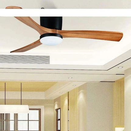 48-Inch Modern White Wood Ceiling Fan with Integrated LED Light and Remote Control - Très Elite