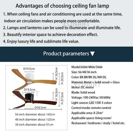 48-Inch Modern White Wood Ceiling Fan with Integrated LED Light and Remote Control - Très Elite