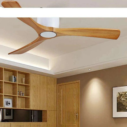 48-Inch Modern White Wood Ceiling Fan with Integrated LED Light and Remote Control - Très Elite