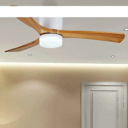 48-Inch Modern White Wood Ceiling Fan with Integrated LED Light and Remote Control - Très Elite