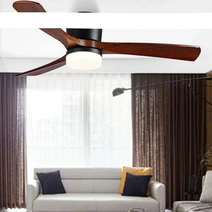 48-Inch Modern White Wood Ceiling Fan with Integrated LED Light and Remote Control - Très Elite