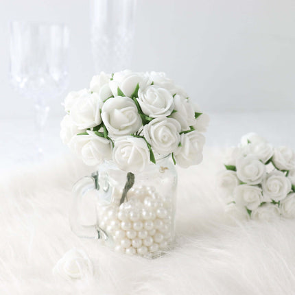 AliKopy 48 White Real Touch Foam Roses - DIY Craft Flowers with Stems