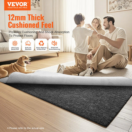 VEVOR 4x6 Rug Pad Gripper - 0.47" Thick, Non-Slip for All Floors