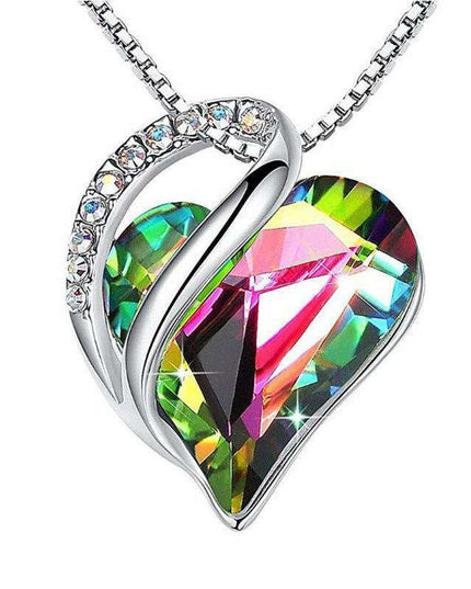 Geometric Heart Pendant Necklace in 925 Silver for Women
