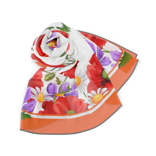 Elevate Your Style with Fall Red Poppies Sheer Floral Scarf