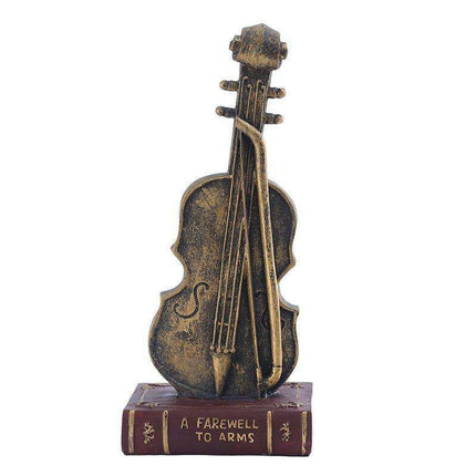 Elegant Book Violin Resin Sculpture for Study Decor