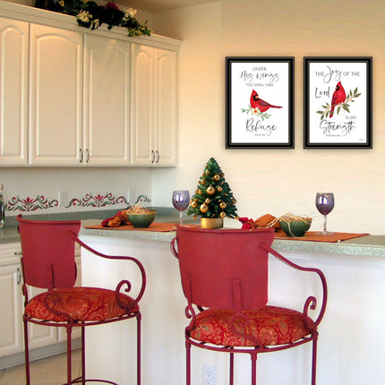 Annie Lapoint 2-Piece Red Cardinals Wall Art Set, Black Framed Decor