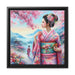 Elegant Kimono Lady Wall Art in Black Pinewood Frame - Sustainable Home Decor Collection