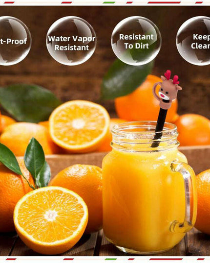 New Christmas Straw Dust Cover 10mm Cup Accessories