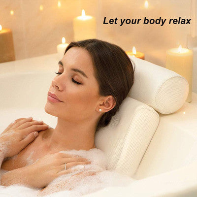 Air Mesh Bath Pillow for Tub, Spa & Jacuzzi – Head, Neck, Shoulder & Back Support