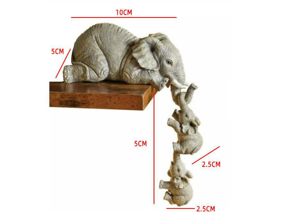 Charming Elephant Trio Resin Garden Ornament - Delightful Figurines for Your Outdoor Space