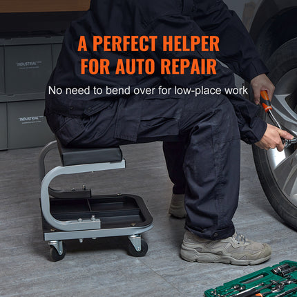 VEVOR Garage Stool - 250 LBS Capacity, Under Car Tool Tray, Adjustable