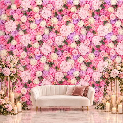 Elegant Floral Wall Art Handmade with Cotton, Silk, and Artificial Blooms - Très Elite